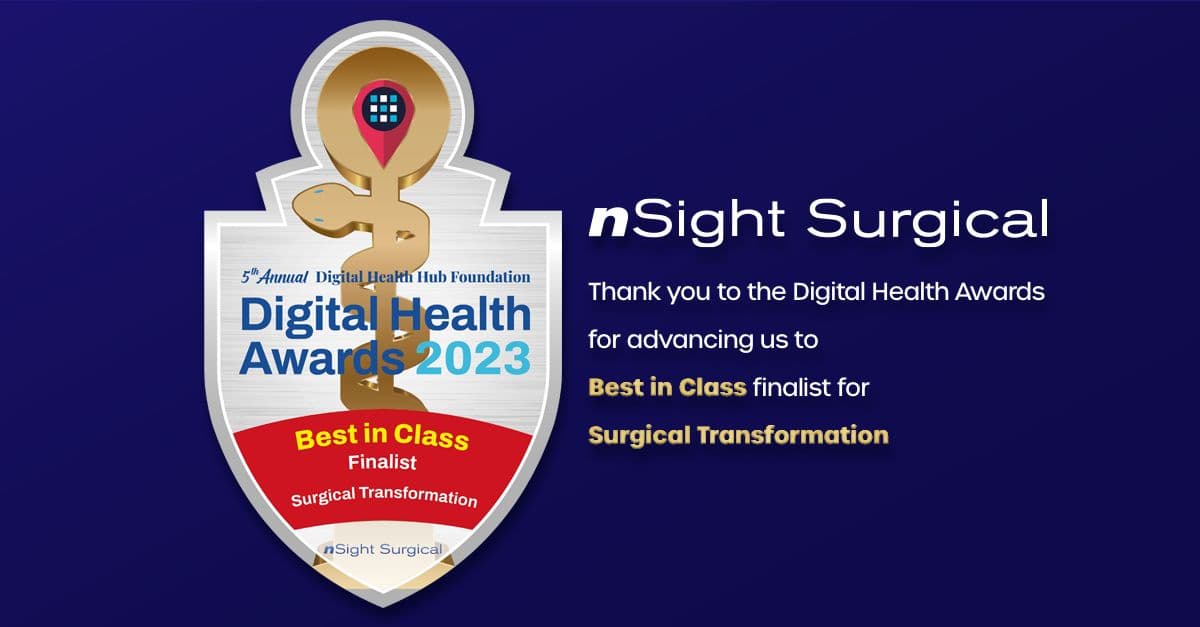 Digital Health Awards 2023 Best in Class finalist graphic for nSight Surgical